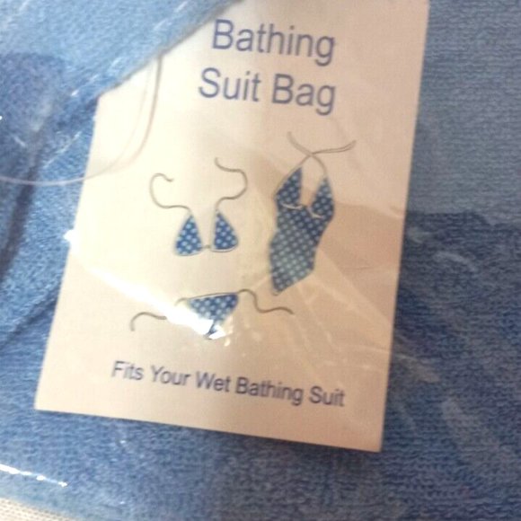 Cruise Club Take Me to the Beach Bathing Suit Bag 11 x 9 Blue New with Tag - Picture 2 of 4
